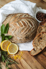 Kalamata Olives & zaátar sourdough loaf